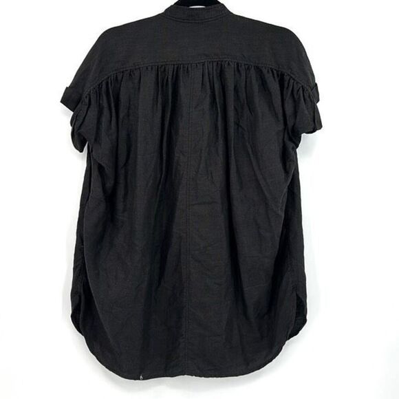 Wilfred Womens Black Short Sleeve Aritzia Bertillon Tunic Button Up Blouse 2XS - Picture 3 of 7